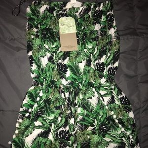 Green & white romper